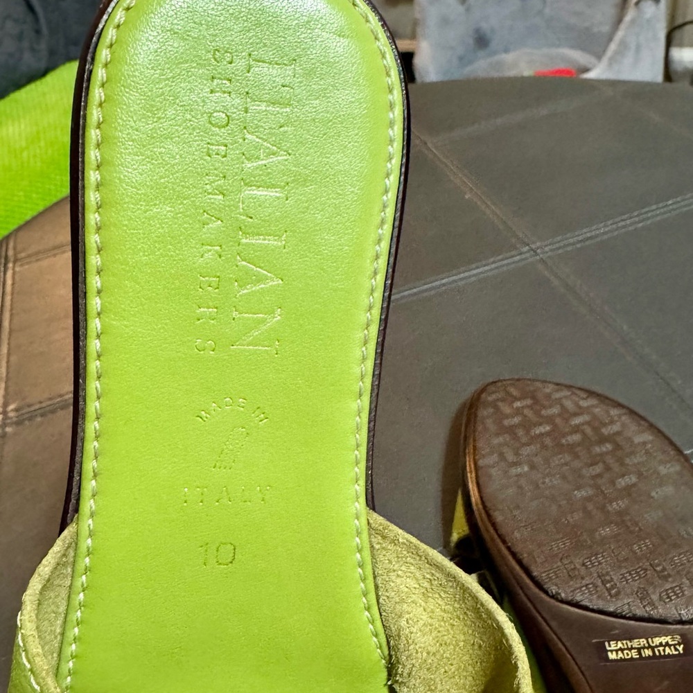 Women’s Lime Green Sandals Italian Shoemakers Size 10 - Picture 5 of 14